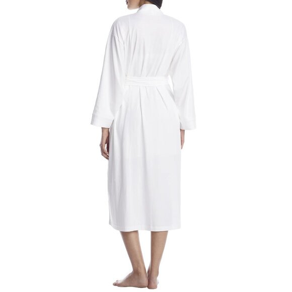 P. Jamas Size XS Butterknit Long Robe White Pima Cotton Pockets MISSING BELT - Picture 2 of 3